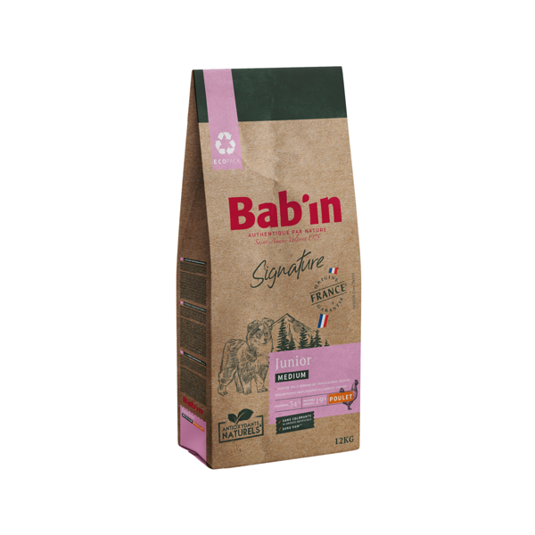 saco de pienso 3 kg para cachorros de tamaño mediano bab´in dog junior medium