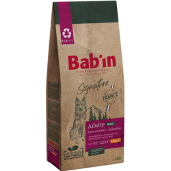 saco de 12 kg de pienso para perros bab´in adult maxi grain free