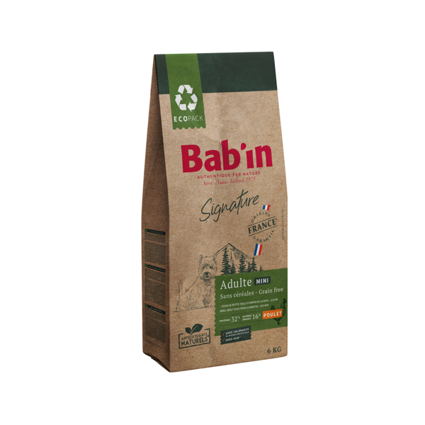 saco de 2kg de pienso para perros adultos mini, de la marca bab´in signature