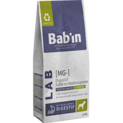 saco de 2kg de pienso para perros bab´in lab para perros adultos con sensibilidad digestiva